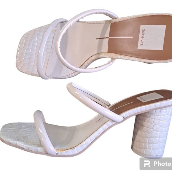 Dolce Vita Noles Wide Heels Re:Vita in IVORY PATENT CROCO LEATHER - Picture 4 of 10